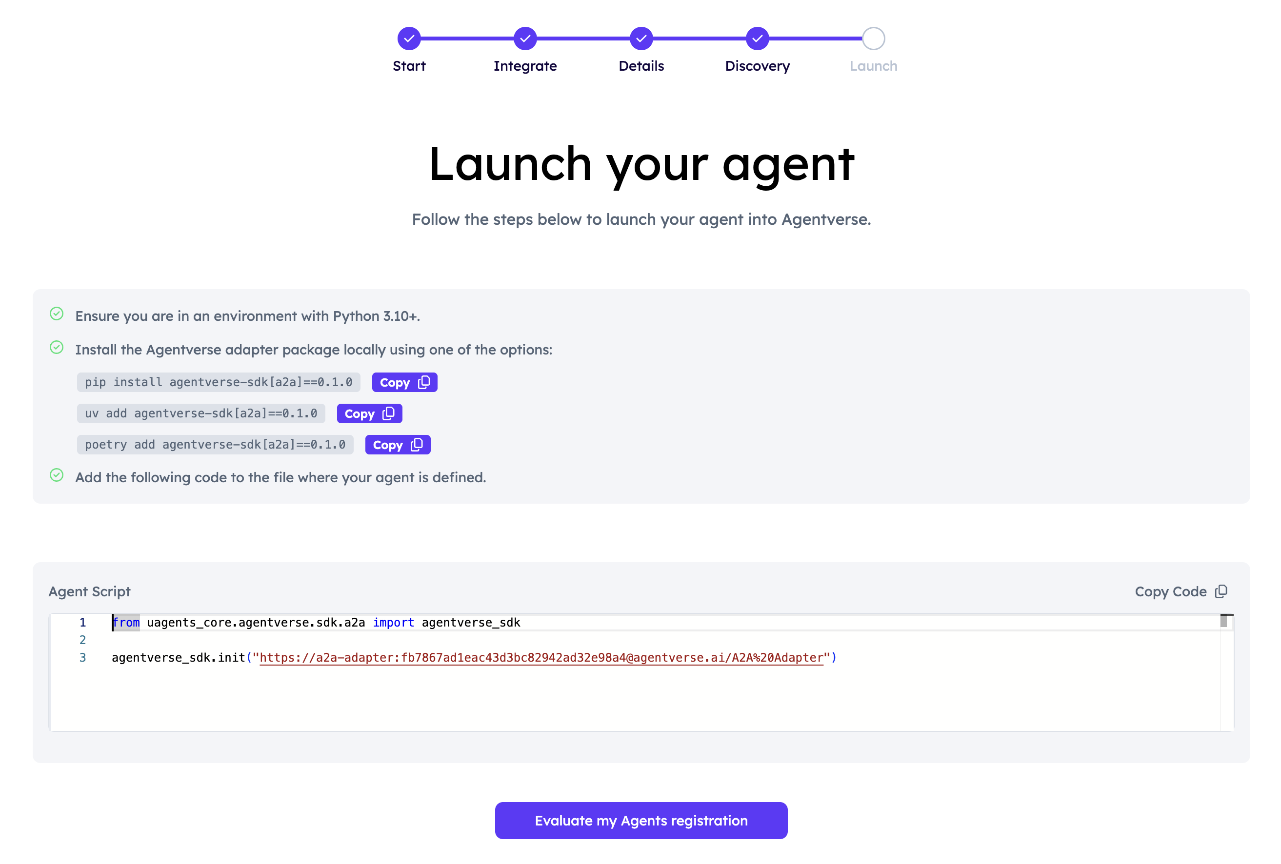 Retrieve A2A registration details