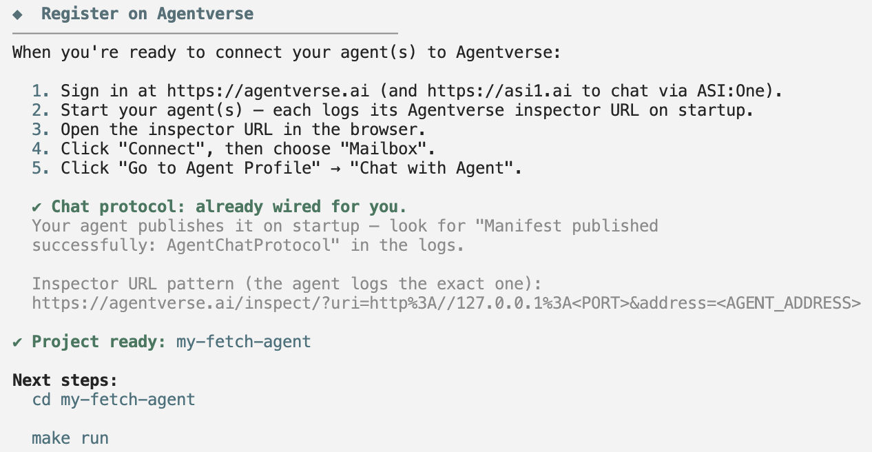 Generated project and next steps